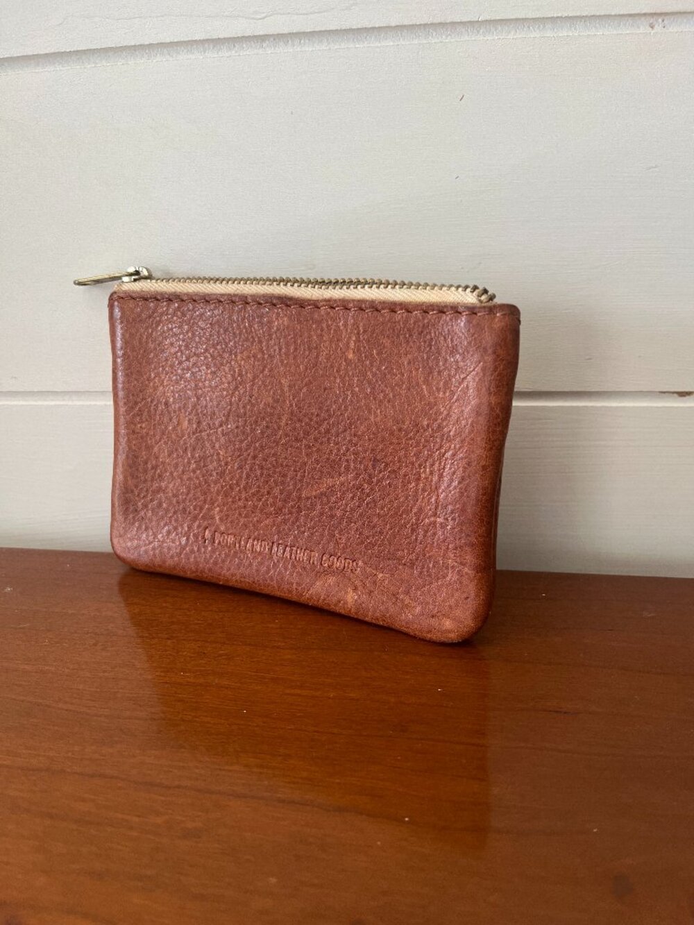 Portland Leather Double Zip Wallet in Nutmeg